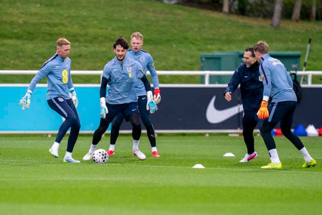 England Training & Media Jason Steele, James Trafford, Aaron Ramsdale and Jordan Pickford during the England training session at St. George s Park, Burton upon Trent, England on 24 March 2026 Credit: Alex Young Every Second Media Editorial use only. All images are copyright Every Second Media Limited. No images may be reproduced without prior permission. Copyright: xIMAGO EveryxSecondxMediax ESM-1876-0094 AlexxYoungx xEveryxSecondxMediax