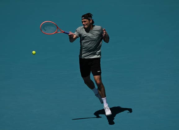 MIAMI GARDENS FL - MARCH 24: Jiri Lehecka Vs Taylor Fritz during The Miami Open held at Hard Rock Stadium on March 24, 2026 in Miami Gardens, Florida. Copyright: xmpi04x