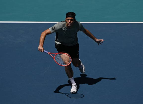MIAMI GARDENS FL - MARCH 24: Jiri Lehecka Vs Taylor Fritz during The Miami Open held at Hard Rock Stadium on March 24, 2026 in Miami Gardens, Florida. Copyright: xmpi04x