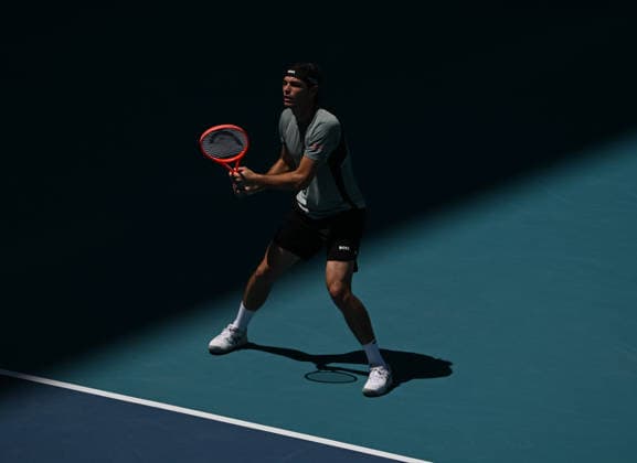 MIAMI GARDENS FL - MARCH 24: Jiri Lehecka Vs Taylor Fritz during The Miami Open held at Hard Rock Stadium on March 24, 2026 in Miami Gardens, Florida. Copyright: xmpi04x