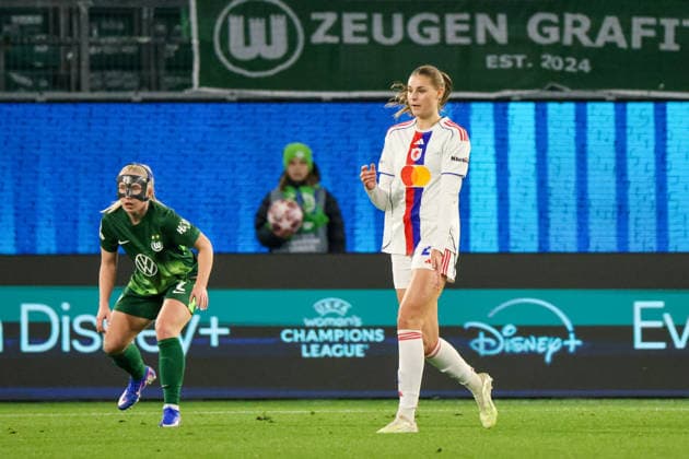 Wolfsburg, Germany 24 March 2026 UEFA Women™s Champions League quarter-final first round VfL Wolfsburg Women vs OL Lyonnes In the picture former player of VfL Wolfsburg and current player at OL Lyonnes Jule Brand OL Lyonnes at the Champions League match in Wolfsburg Copyright: HMBxMedia MadeleinexFantini
