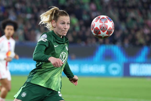 VfL vs Lyon, CL Women, Wolfsburg, 24 03 2026, Football, Women, VfL Wolfsburg vs Olympique Lyon, Champions League, Quarter-finals, Season 2025 2026, Sarai Linder VfL Wolfsburg AOK Stadion Niedersachsen Germany