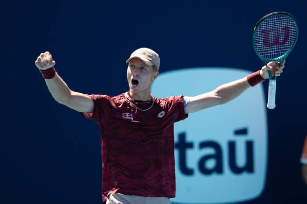 2026 Miami Open Presented By Itau - Day 8 Martin Landaluce of Spain celebrates a shot against Sebastian Korda of the United States during their match on Day 8 of the Miami Open at Hard Rock Stadium in Miami Gardens, Florida, on March 24, 2026. Miami Gardens FL United States  Copyright: xMauricioxPaizx originalFilename:paiz-miamiope260324_np0u0.jpg