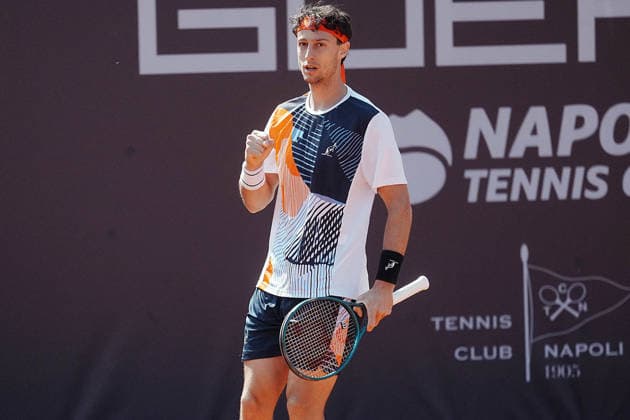 NAPOLI 24-03-2026 ATP, Tennis Herren CHALLENGER 125 -GUERRI NAPOLI TENNIS CUP 2026 Encounter Francesco Forti - Vit Kopriva in photo:Francesco Forti ,Tennis Club Napoli. Copyright: xFOTOAGENZIAx