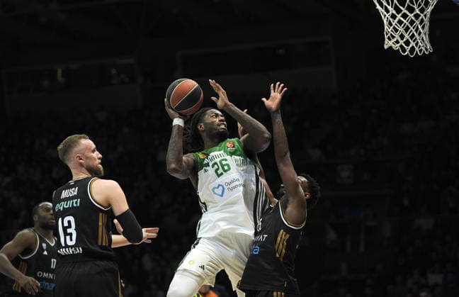 Dubai Basketball v Panathinaikos Aktor Athens - Euroleague SARAJEVO, BOSNIA AND HERZEGOVINA - MARCH 24: Mathias Lessort (26) of Panathinaikos AKTOR Athens in action during the EuroLeague match between Dubai Basketball and Panathinaikos Aktor Athens at Zetra Arena on March 24, 2026 in Sarajevo, Bosnia and Herzegovina. Samir Jordamovic Anadolu Sarajevo Bosnia and Herzegovina. Editorial use only. Please get in touch for any other usage.  Copyright: x2026xAnadoluxSamirxJordamovicx