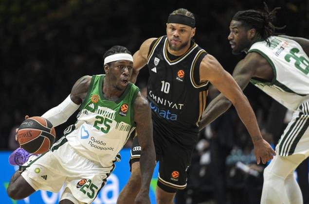 Dubai Basketball v Panathinaikos Aktor Athens - Euroleague SARAJEVO, BOSNIA AND HERZEGOVINA - MARCH 24:Kendrick Nunn (25) of Panathinaikos AKTOR Athens in action during the EuroLeague match between Dubai Basketball and Panathinaikos Aktor Athens at Zetra Arena on March 24, 2026 in Sarajevo, Bosnia and Herzegovina. Samir Jordamovic Anadolu Sarajevo Bosnia and Herzegovina. Editorial use only. Please get in touch for any other usage.  Copyright: x2026xAnadoluxSamirxJordamovicx