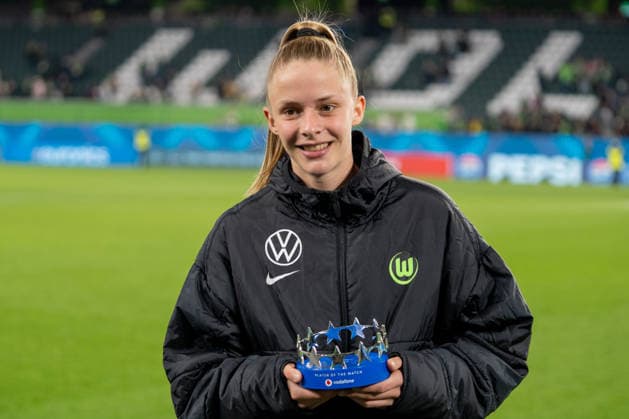 Germany, Football, UEFA, Womens Champions League, Quarter-final, First leg 2025 2026 VfL Wolfsburg OL Lyonnes on 24 03 in Wolfsburg Volkswagen Arena Vivien Endemann VfL Wolfsburg 25 Player of the Match Copyright: xSvenxHeidmannx