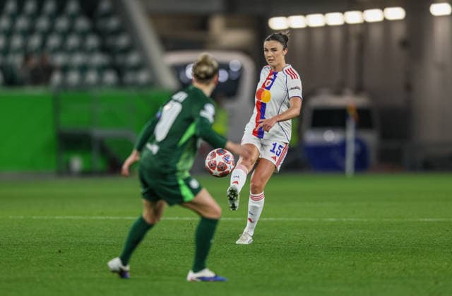 GER, Wolfsburg, VfL Wolfsburg vs Olympique Lyon, WomenÂs Champions League, Football, UEFA, Season 2025 2026, AOK Arena, Quarter-final, First leg in picture Ingrid Engen Olympique Lyon Women 15 DFB DFL REGULATIONS PROHIBIT ANY USE OF PHOTOGRAPHS AS IMAGE SEQUENCES AND OR QUASI VIDEO, 24 03 2026 Copyright: HMBxMedia HendrikxHamelau