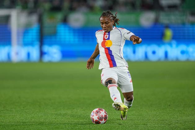 GER, Wolfsburg, VfL Wolfsburg vs Olympique Lyon, WomenÂs Champions League, Football, UEFA, Season 2025 2026, AOK Arena, Quarter-final, First leg in picture Melchie Dumornay Olympique Lyon Women 6 DFB DFL REGULATIONS PROHIBIT ANY USE OF PHOTOGRAPHS AS IMAGE SEQUENCES AND OR QUASI VIDEO, 24 03 2026 Copyright: HMBxMedia HendrikxHamelau