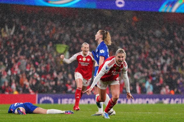 UEFA Women s Champions League Quarter-finals Arsenal v Chelsea Alessia Russo of Arsenal scores and celebrates goal during the UEFA Women s Champions League Quarter-finals match Arsenal vs Chelsea at Arsenal Stadium, London, United Kingdom on 24 March 2026 (Photo by Harvey Murphy News Images) Copyright: xHarveyxMurphy NewsxImagesx