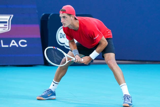 March 24, 2026, Miami Gardens, Florida, USA: Terence Atmane (FRA) waits for a serve from Frances Tiafoe (not pictured) during the men s fourth round singles match at the 2026 Miami Open presented by Itau at Hard Rock Stadium. Miami Gardens USA - ZUMAw109 20260324_fap_w109_019 Copyright: xDebbyxWongx
