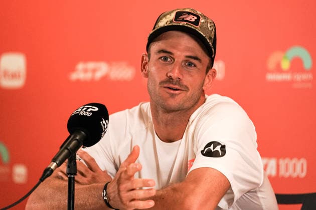 March 24, 2026, Miami Gardens, Florida, USA: Tommy Paul (USA) speaks to the media after winning his men s fourth round singles match against Tomas Martin Etcheverry (not pictured) during the 2026 Miami Open presented by Itau at Hard Rock Stadium. Miami Gardens USA - ZUMAw109 20260324_fap_w109_026 Copyright: xDebbyxWongx