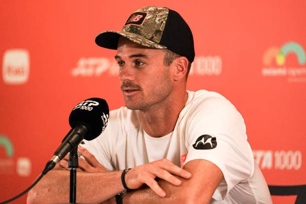 March 24, 2026, Miami Gardens, Florida, USA: Tommy Paul (USA) speaks to the media after winning his men s fourth round singles match against Tomas Martin Etcheverry (not pictured) during the 2026 Miami Open presented by Itau at Hard Rock Stadium. Miami Gardens USA - ZUMAw109 20260324_fap_w109_028 Copyright: xDebbyxWongx