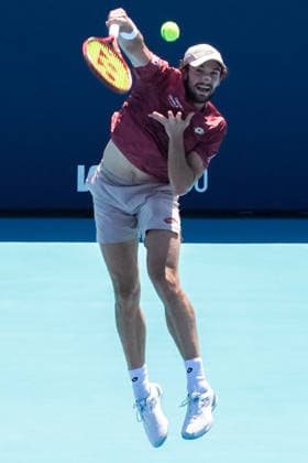 March 24, 2026, Miami Gardens, Florida, USA: Valentin Vacherot (MON) serves to Arthur Fils (not pictured) during the men s fourth round match at the 2026 Miami Open presented by Itau at Hard Rock Stadium. Miami Gardens USA - ZUMAw109 20260324_fap_w109_043 Copyright: xDebbyxWongx