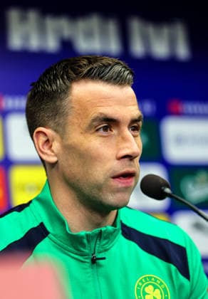 Republic of Ireland press conference, PK, Pressekonferenz Fortune Arena, Prague, Czech Republic 25 3 2026 Seamus Coleman Seamus Coleman 25 3 2026  Copyright: x INPHO RyanxByrnex RB1_4498