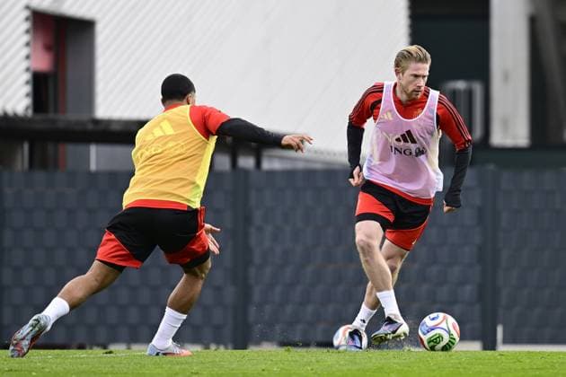 Belgian Red Devils - pre-World Cup 2026 training camp - training 25 03 2026 TUBIZE, BELGIUM - MARCH 25 : De Bruyne Kevin forward of Belgium pictured during a training session at the training grounds of the Royal Belgian Football Association, in preparation to a mini-camp that will take place in the United States. There, the Belgian Red Devils, will play friendly games against the United States of America and Mexico as part of a pre-World Cup 2026 training camp on March 25, 2026 in Tubize, Belgium, 25 03 2026 Tubize Belgium  Copyright: xJanxDexMeuleneirx