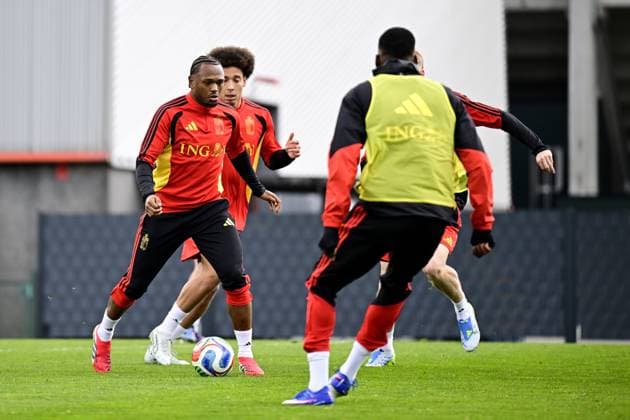 Belgian Red Devils - pre-World Cup 2026 training camp - training 25 03 2026 TUBIZE, BELGIUM - MARCH 25 : Openda Lois forward of Belgium pictured during a training session at the training grounds of the Royal Belgian Football Association, in preparation to a mini-camp that will take place in the United States. There, the Belgian Red Devils, will play friendly games against the United States of America and Mexico as part of a pre-World Cup 2026 training camp on March 25, 2026 in Tubize, Belgium, 25 03 2026 Tubize Belgium  Copyright: xJanxDexMeuleneirx