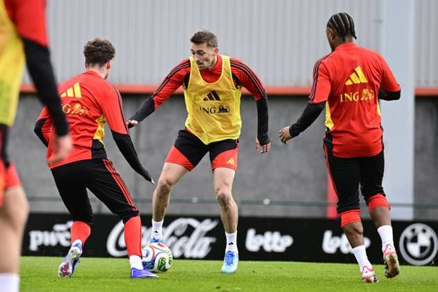 Belgian Red Devils - pre-World Cup 2026 training camp - training 25 03 2026 TUBIZE, BELGIUM - MARCH 25 : Castagne Timothy defender of Belgium pictured during a training session at the training grounds of the Royal Belgian Football Association, in preparation to a mini-camp that will take place in the United States. There, the Belgian Red Devils, will play friendly games against the United States of America and Mexico as part of a pre-World Cup 2026 training camp on March 25, 2026 in Tubize, Belgium, 25 03 2026 Tubize Belgium  Copyright: xJanxDexMeuleneirx