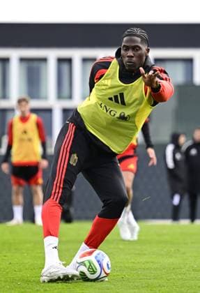 Belgian Red Devils - pre-World Cup 2026 training camp - training 25 03 2026 TUBIZE, BELGIUM - MARCH 25 : Onana Amadou midfielder of Belgium pictured during a training session at the training grounds of the Royal Belgian Football Association, in preparation to a mini-camp that will take place in the United States. There, the Belgian Red Devils, will play friendly games against the United States of America and Mexico as part of a pre-World Cup 2026 training camp on March 25, 2026 in Tubize, Belgium, 25 03 2026 Tubize Belgium  Copyright: xJanxDexMeuleneirx