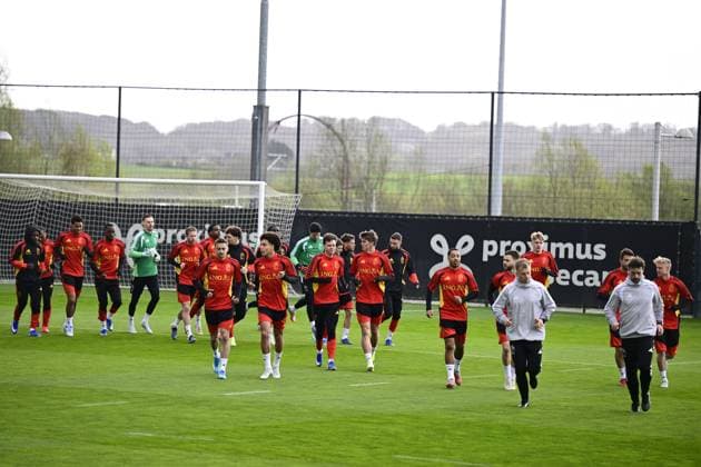 Belgian Red Devils - pre-World Cup 2026 training camp - training 25 03 2026 TUBIZE, BELGIUM - MARCH 25 : players of Belgium pictured during a training session at the training grounds of the Royal Belgian Football Association, in preparation to a mini-camp that will take place in the United States. There, the Belgian Red Devils, will play friendly games against the United States of America and Mexico as part of a pre-World Cup 2026 training camp on March 25, 2026 in Tubize, Belgium, 25 03 2026 Tubize Belgium  Copyright: xJanxDexMeuleneirx