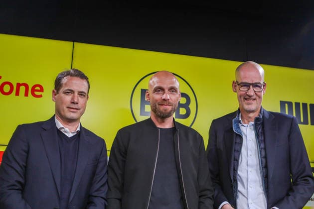 Dortmund, Germany 25 March 2026 Press conference presentation of the new BVB Sports Director Nils Ole Book In the picture from left Managing Director Sport Lars Ricken BVB , the new BVB Sports Director Nils Ole Book BVB and Managing Director Carsten Cramer BVB at the press conference for the presentation of the new Sports Director DFB regulations prohibit any use of photographs as image sequences and or quasi photo Copyright: HMBxMedia MadeleinexFantini