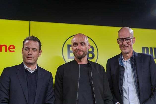 Dortmund, Germany 25 March 2026 Press conference presentation of the new BVB Sports Director Nils Ole Book In the picture from left Managing Director Sport Lars Ricken BVB , the new BVB Sports Director Nils Ole Book BVB and Managing Director Carsten Cramer BVB at the press conference for the presentation of the new Sports Director DFB regulations prohibit any use of photographs as image sequences and or quasi photo Copyright: HMBxMedia MadeleinexFantini