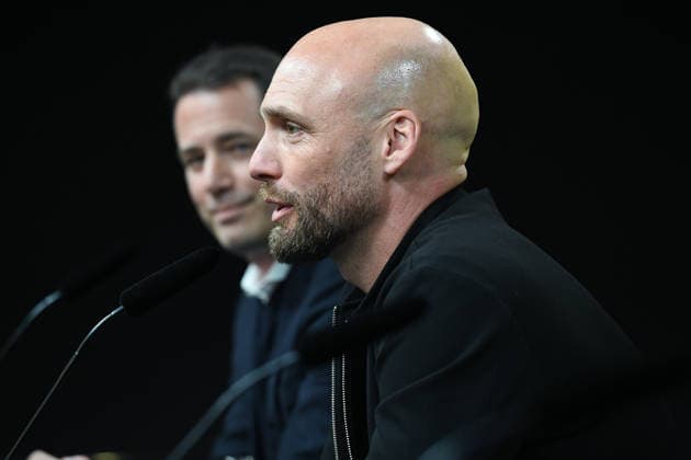 Soccer 1 Bundesliga Presentation of Nils Ole Book at Borussia Dortmund on 25 03 2026 at Signal Iduna Park in Dortmund Nils Ole Book Sports Director Dortmund , front Lars Ricken Managing Director Sport Dortmund , back xRx