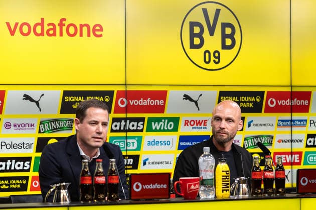 25 03 2026, Football, Press conference, Presentation of the new sports director Ole Book Borussia Dortmund f l Managing Director Sport Lars Ricken Borussia Dortmund , Sports Director Ole Book Borussia Dortmund Dortmund Signal Iduna Park NRW Germany xRHR PHOTO DEx Copyright: DennisxEwert RHR-FOTOx RHR-FOTO DE