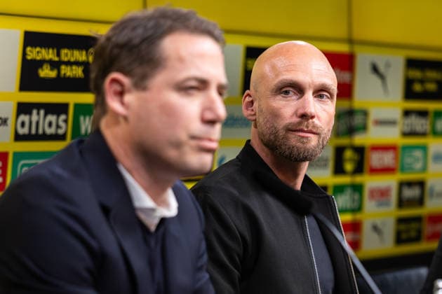 25 03 2026, Football, Press conference, Presentation of the new sports director Ole Book Borussia Dortmund f l Managing Director Sport Lars Ricken Borussia Dortmund , Sports Director Ole Book Borussia Dortmund Dortmund Signal Iduna Park NRW Germany xRHR PHOTO DEx Copyright: DennisxEwert RHR-FOTOx RHR-FOTO DE