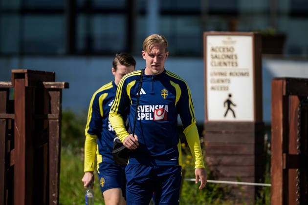 260325 Herman Johansson of the Swedish national football team during a training session on March 25, 2026 in Valencia Photo Joel Marklund BILDBYRAN code JM JM0806 bbeng fotboll football soccer fotball vm kval fifa world cup qualifier qualifier träning practice training sverige sweden sverige a  Copyright: JOELxMARKLUND BB260325JM026