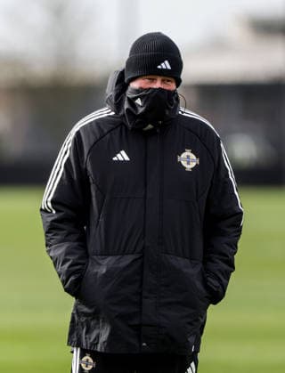 Northern Ireland Squad Training, Axa Training Centre, Liverpool, England 25 3 2026 Head coach Micheal O™Neill Micheal O™Neill 25 3 2026  Copyright: x INPHO Presseye WilliamxCherryx N Ireland training_051