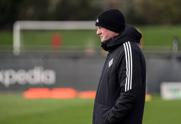 Northern Ireland Squad Training, Axa Training Centre, Liverpool, England 25 3 2026 Head coach Micheal O™Neill Micheal O™Neill 25 3 2026  Copyright: x INPHO Presseye WilliamxCherryx N Ireland training_077