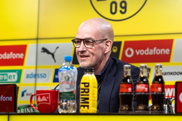 25 03 2026, Football, Press conference, Presentation of the new sports director Ole Book Borussia Dortmund Managing Director Carsten Cramer Borussia Dortmund Dortmund Signal Iduna Park NRW Germany xRHR PHOTO ENx Copyright: DennisxEwert RHR-FOTOx RHR-FOTO DE