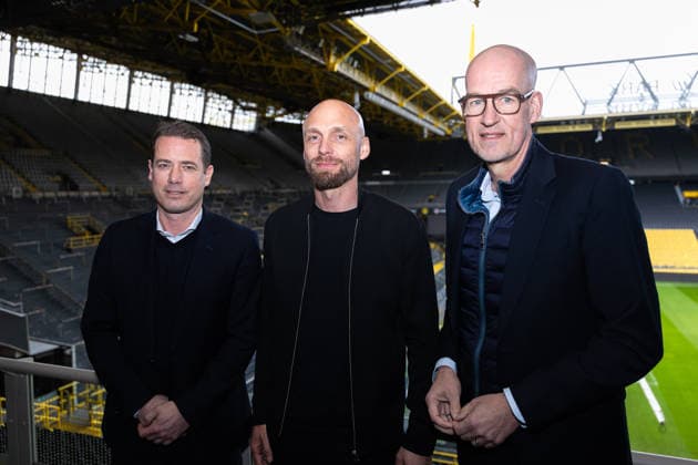 25 03 2026, Football, Press conference, Presentation of the new sports director Ole Book Borussia Dortmund V Managing Director Sport Lars Ricken Borussia Dortmund , Sports Director Ole Book Borussia Dortmund , Managing Director Carsten Cramer Borussia Dortmund Dortmund Dortmund Signal Iduna Park NRW Germany xRHR PHOTO DEx Copyright: DennisxEwert RHR-FOTOx RHR-FOTO DE