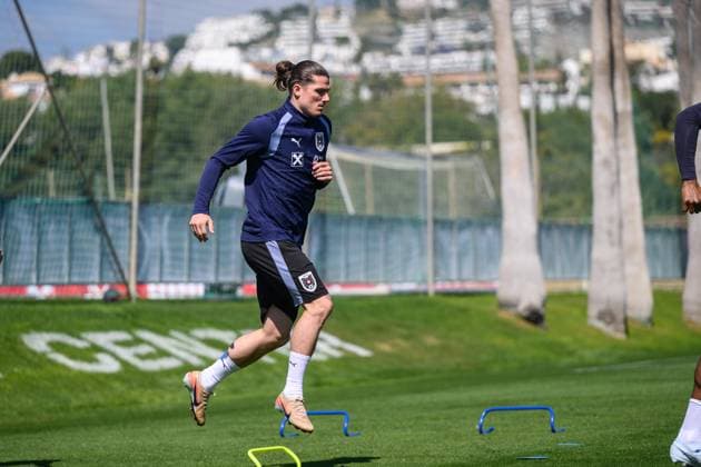 SOCCER - OEFB, training camp MARBELLA,SPAIN,25.MAR.26 - SOCCER - OEFB, Oesterreichischer Fussball-Bund, training camp. Image shows Marcel Sabitzer (AUT).  GEPAxpictures xChristianxMoser