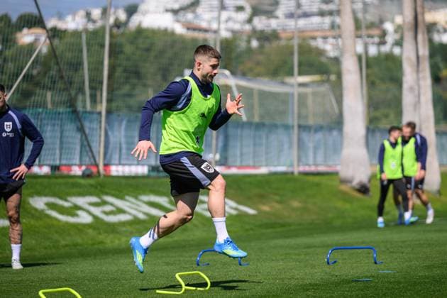 SOCCER - OEFB, training camp MARBELLA,SPAIN,25.MAR.26 - SOCCER - OEFB, Oesterreichischer Fussball-Bund, training camp. Image shows Romano Christian Schmid (AUT).  GEPAxpictures xChristianxMoser