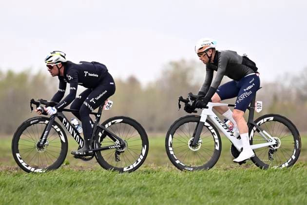 Tour of Bruges 2026 Cycling Race BRUGGE, BELGIUM - MARCH 25 : Serrano Gonzalo (ESP) of Movistar Team, Van Tricht Floris (BEL) of NSN Cycling Team during the 50th edition of Tour of Bruges an UCI World Tour 1.UWT one day cycling road race for Men Elite of 202.9 km with start in Brugge and finish in Brugge on March 25, 2026 in Brugge, Belgium, 25 03 2026 ( Motordriver Kenny Verfaillie - Brugge Belgium  Copyright: xTomasxSiskx