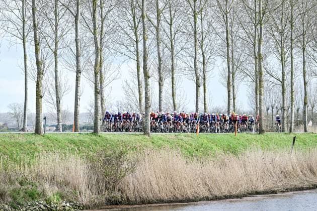 a group of riders pictured in action during the Ronde van Brugge men s elite one-day cycling race, 202,9 km from and to Brugge on Wednesday 25 March 2026. MAARTENxSTRAETEMANS  x168849479x