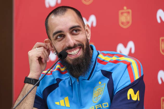 March 25, 2026, Las Rozas, Madrid, Spain: Borja Iglesias attends a press conference, PK, Pressekonferenz due to the sponsorship agreement between the Spain national soccer team and Movistar ahead of the International Friendly, Länderspiel, Nationalmannschaft match against Serbia, at Ciudad del Futbol on March 25, 2026, in Las Rozas, Madrid, Spain. Press Conference - Spain national team, Nationalteam - ZUMAa181 20260325_zaa_a181_021 Copyright: xIrinaxR.xHipolitox