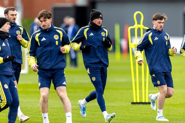Scotland Training Nathan Patterson of Scotland national team, Nationalteam during the Scotland training session ahead of their International Challenge Match, Scotland vs Japan, Lesser Hampden, Hampden Park, Glasgow, Scotland, 25 03 2026. Hampden Park Lesser Hampden Glasgow Scotland Editorial use only , Copyright: xColinxPoultneyx PSI-23967-0029