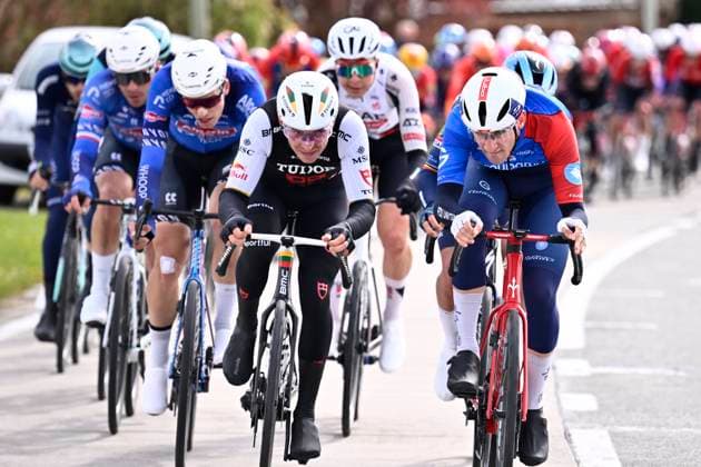 Tour of Bruges 2026 Cycling Race BRUGGE, BELGIUM - MARCH 25 : rider of team Tudor Pro Cycling Team, rider of team Groupama - FDJ United during the 50th edition of Tour of Bruges an UCI World Tour 1.UWT one day cycling road race for Men Elite of 202.9 km with start in Brugge and finish in Brugge on March 25, 2026 in Brugge, Belgium, 25 03 2026 ( Motordriver Kenny Verfaillie - Brugge Belgium  Copyright: xTomasxSiskx