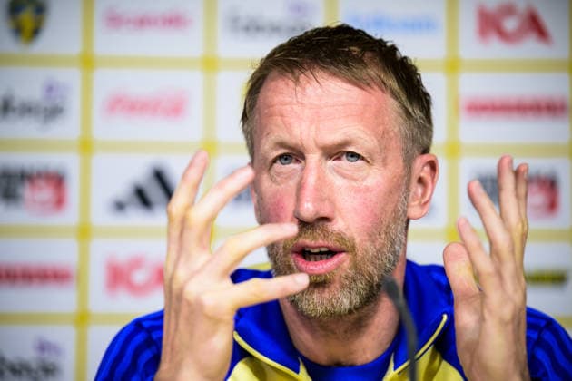 260325 Head coach Graham Potter of the Swedish national football team during a press conference on March 25, 2026 in Valencia Photo Joel Marklund BILDBYRAN kod JM JM0807 bbeng fotboll football soccer fotball vm kval fifa world cup qualifier presskonferens press conference sverige sweden sverige a  Copyright: JOELxMARKLUND BB260325JM053