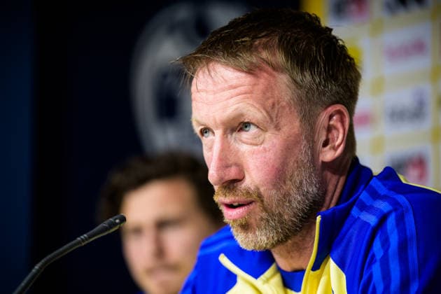 260325 Head coach Graham Potter of the Swedish national football team during a press conference on March 25, 2026 in Valencia Photo Joel Marklund BILDBYRAN kod JM JM0807 bbeng fotboll football soccer fotball vm kval fifa world cup qualifier presskonferens press conference sverige sweden sverige a  Copyright: JOELxMARKLUND BB260325JM063