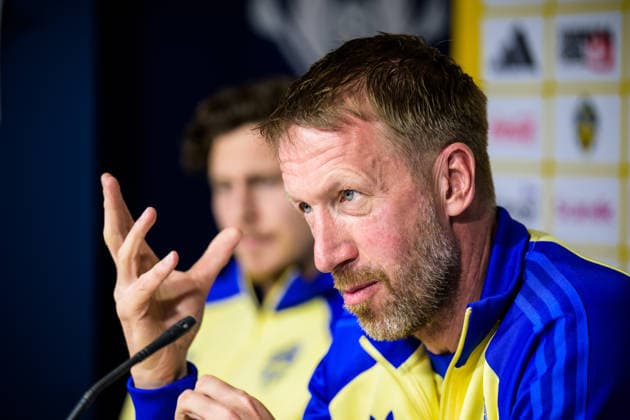 260325 Head coach Graham Potter of the Swedish national football team during a press conference on March 25, 2026 in Valencia Photo Joel Marklund BILDBYRAN kod JM JM0807 bbeng fotboll football soccer fotball vm kval fifa world cup qualifier presskonferens press conference sverige sweden sverige a  Copyright: JOELxMARKLUND BB260325JM067
