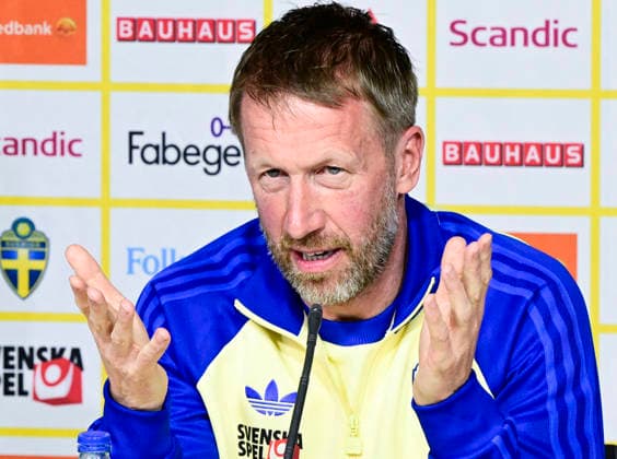 VALENCIA, SPAIN 20260325 Sweden s national team captain Graham Potter during today s press conference at Estadi Ciutat de Valencia ahead of Thursday s World Cup qualifying playoff against Ukraine VALENCIA SPAIN x10030x  Copyright: xJonasxEkströmer TTx WORLD CUP QUALIFYING PRESS MEETING