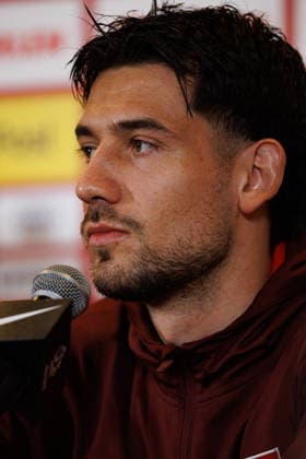 Jakub Moder seen during Official press conference, PK, Pressekonferenz and training of Polish National football team before World Cup 2026 play off semifinal game against Albania (Maciej Rogowski Ball Raw Images) Warsaw PGE Narodowy Poland Copyright: xMaciejxRogowskix maciejrogowski_conferencepolandalbania_2526-02