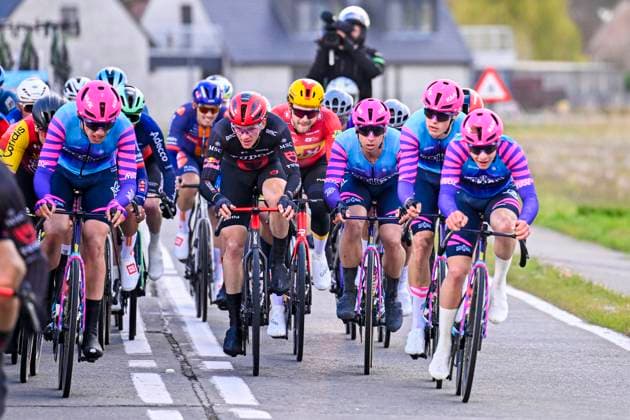 Tour of Bruges 2026 Cycling Race BRUGGE, BELGIUM - MARCH 25 : Riders of Unibet Rose Rockets during the 50th edition of Tour of Bruges an UCI World Tour 1.UWT one day cycling road race for Men Elite of 202.9 km with start in Brugge and finish in Brugge on March 25, 2026 in Brugge, Belgium, 25 03 2026 ( Motordriver Kenny Verfaillie - Brugge Belgium  Copyright: xTomasxSiskx