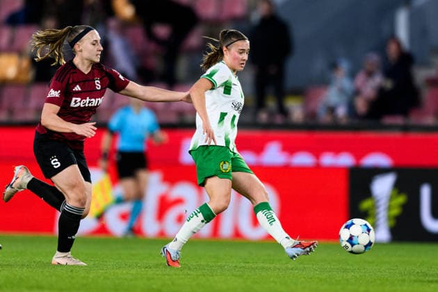 260325 Vilma Emilia Koivisto of Hammarby during the UEFA Women s Europa Cup semi final between Sparta Prague and Hammarby on March 25, 2026 in Prague Photo Vlastimil Vacek BILDBYRAN kod XY XY0108 fotboll football soccer fotball europa cup sparta prague hammarby uefa womens europa cup dam bbeng  Copyright: VLASTIMILxVACEK BB260325ZV009