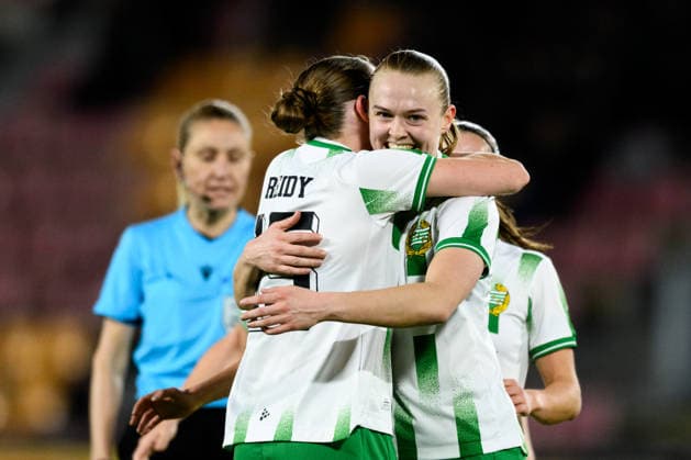260325 Elin Sorum of Hammarby celebrates scoring 0 1 during the UEFA Women s Europa Cup semi final between Sparta Prague and Hammarby on March 25, 2026 in Prague Photo Vlastimil Vacek BILDBYRAN kod XY XY0108 fotboll football soccer fotball europa cup sparta prague hammarby uefa womens europa cup dam bbeng jubel  Copyright: VLASTIMILxVACEK BB260325ZW007