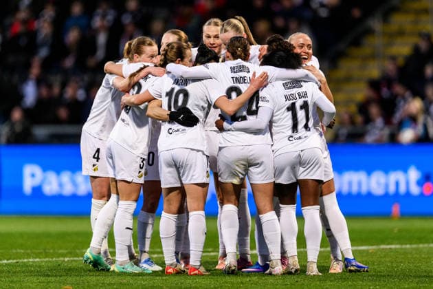 260325 Alva Selerud of Häcken celebrates scoring 0 1 during the UEFA Women s Europa Cup semifinal between Eintracht Frankfurt and Häcken on March 25, 2026 in Frankfurt Photo Mathias Bergeld BILDBYRAN kod MB MB1357 fotboll football soccer fotball europa cup eintracht frankfurt häcken uefa womens europa cup dam bbeng semifinal jubel  Copyright: MATHIASxBERGELD BB260325MB030